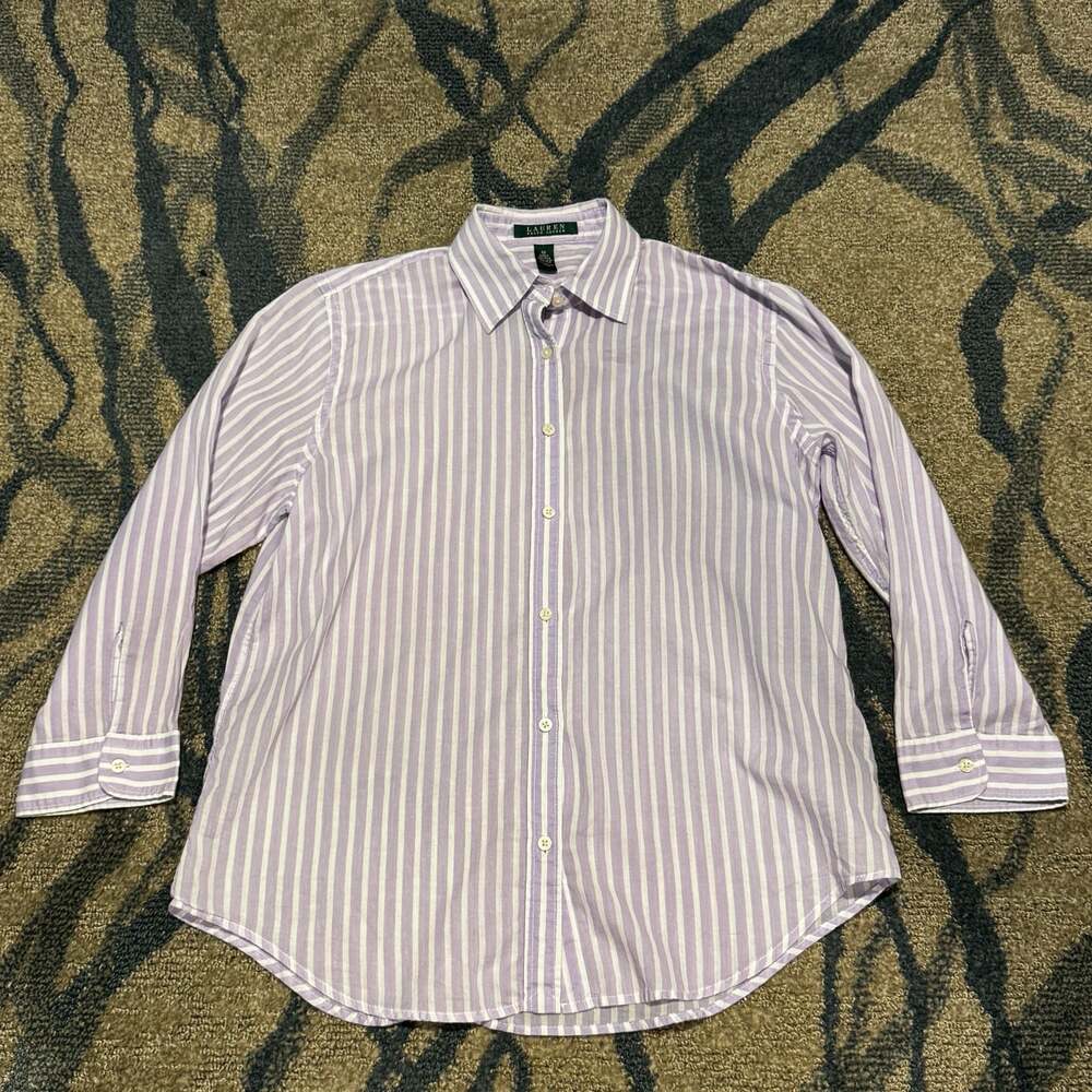 Lauren Ralph Lauren Purple Striped Button Down Shirt Size M